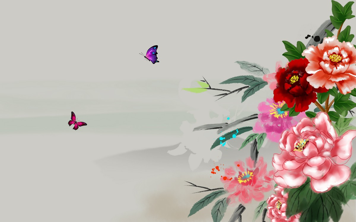 Фреска Букет пионов